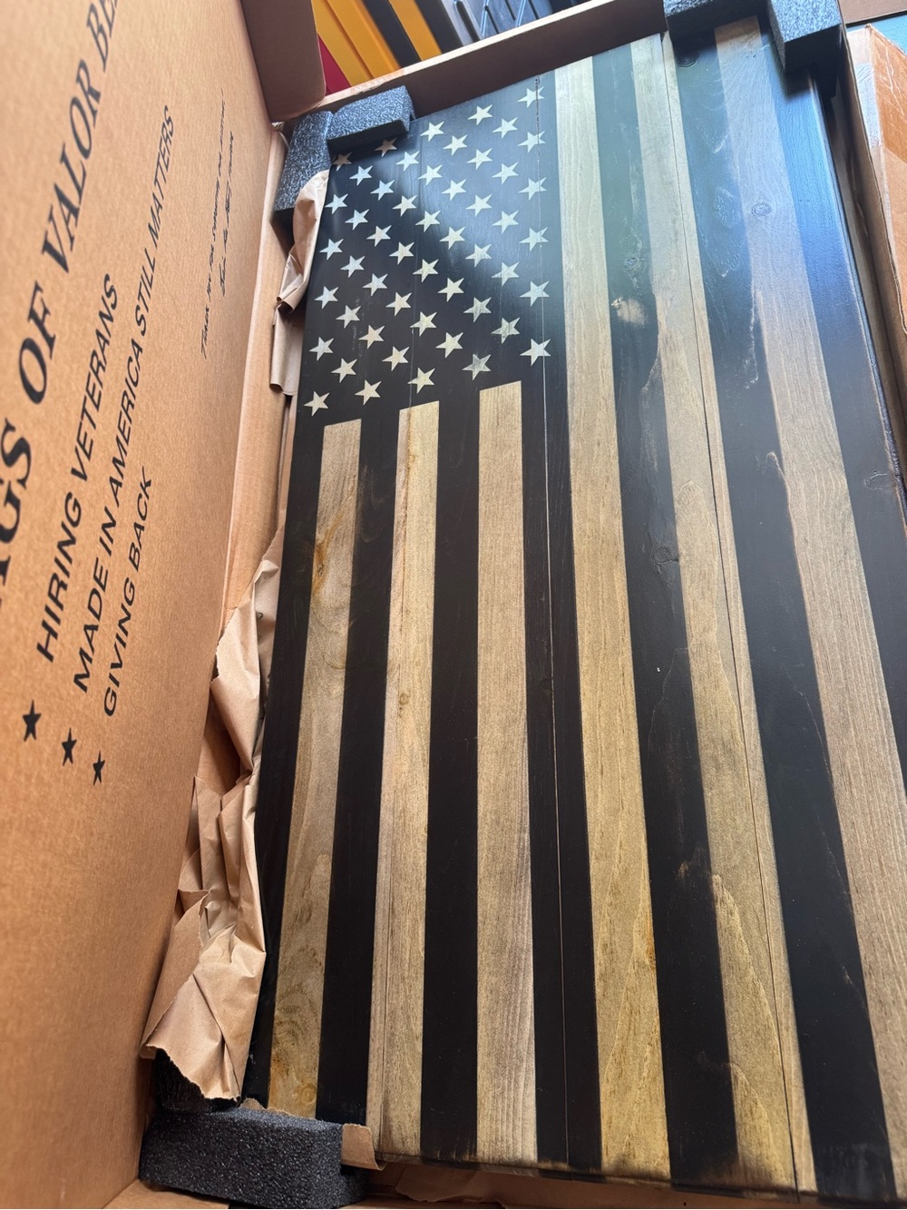 Flags of Valor- Rustic Black and Natural Wood American Flag